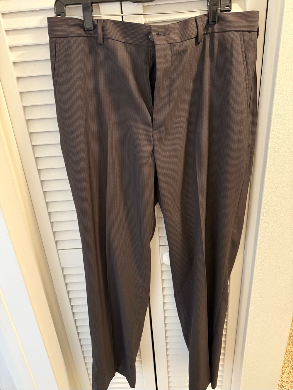 Perry Ellis Men's Brown Pinstripe Dress Pants